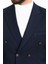Düz Lacivert Slim Fit Mono Yaka Kruvaze Erkek Ceket 2