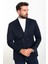 Düz Lacivert Slim Fit Mono Yaka Kruvaze Erkek Ceket 3
