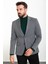 Düz Gri Slim Fit Mono Yaka Erkek Ceket 5