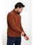 Örgülü Kahverengi Slim Fit Tam Balıkçı Yaka Yün Erkek Kazak 3