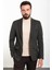 Düz Haki Slim Fit Mono Yaka Erkek Ceket 1