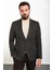 Düz Haki Slim Fit Mono Yaka Erkek Ceket 4