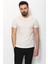 Desenli Ekru Slim Fit Bisiklet Yaka Basic Erkek T-Shirt 1