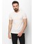Desenli Ekru Slim Fit Bisiklet Yaka Basic Erkek T-Shirt 3