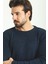 Düz Lacivert Slim Fit Bisiklet Yaka Yün Erkek Triko Kazak 2
