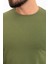 Düz Yeşil Slim Fit Bisiklet Yaka Uzun Kollu Erkek T-Shirt 2