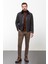 Kazayağı Kahverengi Slim Fit Kürklü Yaka Yün Erkek Mont 3