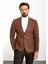 Dokulu Kiremit Rengi Slim Fit Torba Cep Mono Yaka Yün Erkek Ceket 1