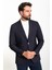 Düz Lacivert Slim Fit Geniş Yaka Yün Erkek Ceket 4