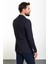 Düz Lacivert Slim Fit Geniş Yaka Yün Erkek Ceket 5