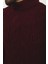 Örgülü Bordo Rengi Slim Fit Tam Balıkçı Yaka Yün Erkek Kazak 5