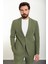 Düz Haki Rengi Slim Fit Torba Cep Mono Yaka Spor Erkek Takım Elbise 4