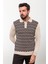 Desenli Bej Slim Fit Polo Yaka Erkek Triko Kazak 1