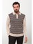 Desenli Bej Slim Fit Polo Yaka Erkek Triko Kazak 3