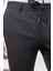 Düz Antrasit Super Slim Fit Beli Lastikli Ipli Erkek Pantolon 2
