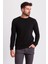 Desenli Siyah Renk Slim Fit Erkek Bisiklet Yaka Kazak 4