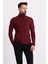 Çizgili Bordo Slim Fit Tam Balıkçı Yaka Erkek Triko Kazak 1