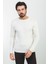 Düz Ekru Slim Fit Bisiklet Yaka Yün Erkek Triko Kazak 1