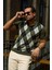 Desenli Haki Rengi Slim Fit Polo Yaka Erkek Triko T-Shirt 1
