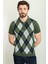 Desenli Haki Rengi Slim Fit Polo Yaka Erkek Triko T-Shirt 4