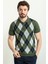 Desenli Haki Rengi Slim Fit Polo Yaka Erkek Triko T-Shirt 5