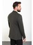 Düz Haki Slim Fit Mono Yaka Kruvaze Erkek Ceket 4