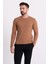 Çizgili Kamel Rengi Slim Fit Uzun Kollu Bisiklet Yaka Erkek Triko 1