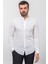 Desenli Ekru Rengi Slim Fit Hakim Yaka Uzun Kollu Keten Erkek Gömlek 1