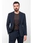 Düz Lacivert Slim Fit Torba Cep Mono Yaka İpli Erkek Takım Elbise 5