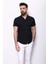 Düz Siyah Renk Slim Fit Apaç Yaka Kısa Kollu Erkek Gömlek 3