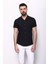 Düz Siyah Renk Slim Fit Apaç Yaka Kısa Kollu Erkek Gömlek 4