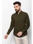 Desenli Haki Rengi Slim Fit Erkek Gömlek 3