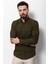 Desenli Haki Rengi Slim Fit Erkek Gömlek 4