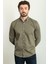 Düz Haki Rengi Slim Fit Uzun Kollu Erkek Gömlek 1