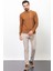 Desenli Kamel Rengi Slim Fit Bisiklet Yaka Erkek Kazak 3