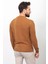 Desenli Kamel Rengi Slim Fit Bisiklet Yaka Erkek Kazak 4