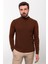 Desenli Kiremit Rengi Slim Fit Yarım Balıkçı Yaka Erkek Triko Kazak 1