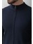Duz Lacivert Renk Slim Fit Yarım Balıkcı Yaka Erkek Hırka 2