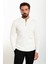 Düz Ekru Slim Fit Fermuarlı Polo Yaka Erkek Triko Kazak 1