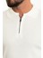 Düz Ekru Slim Fit Fermuarlı Polo Yaka Erkek Triko Kazak 2