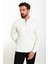 Düz Ekru Slim Fit Fermuarlı Polo Yaka Erkek Triko Kazak 4