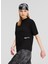 Yuvarlak Yaka Düz Siyah Kadın T-Shirt 245J1705 2