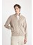 Slim Fit Süet Bomber Mont Ceket Dar Kesim Kolej Yaka Fermuarlı Cepli Astarlı D1524AX24WN 4