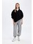 Oversize Geniş Kalıp Fermuarlı Dik Yaka Cepli Basic Düz Kalın Siyah Sweatshirt D7206AX24WN 2