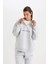 DeFacto Fit Oversize Geniş Kalıp Dik Yaka Spor Baskılı Sporcu Sweatshirt D1701AX24AU 5