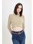 Regular Fit Crop Bisiklet Yaka Örgü Delikli Triko Kazak C6321AX24WN 4