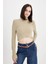 Regular Fit Crop Bisiklet Yaka Örgü Delikli Triko Kazak C6321AX24WN 5