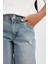 Kız Çocuk Wide Leg Jean Pantolon Yırtık Detaylı Cepli Geniş Bol Paça D3371A824WN 5