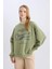 Coool Oversize Geniş Kalıp Bisiklet Yaka Baskılı Kalın Sweatshirt D5384AX24AU 4