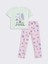 Lcw Kids Pastel Yeşil Bisiklet Yaka Baskılı Kısa Kollu Kız Çocuk Pijama Takımı 1